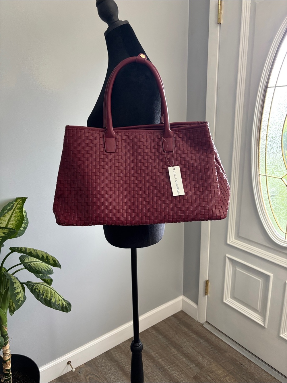 Woven Tote Bag in Burgundy - Luxe Everyday Carry